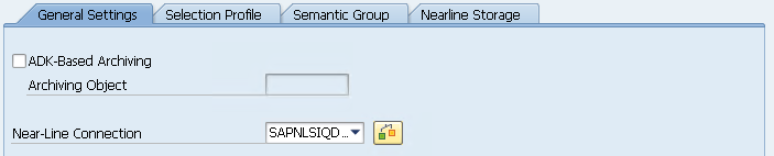 Data Archiving Process configuration showing the Near-Line Connection field.